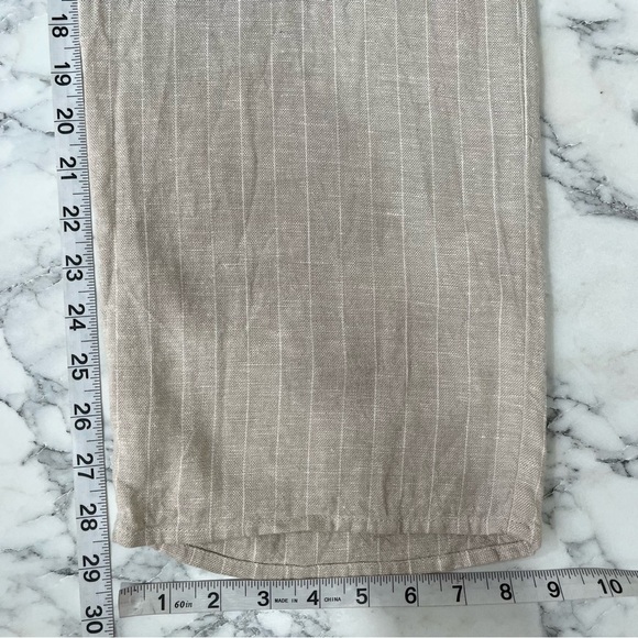 Romeo + Juliet tan linen rayon striped jumpsuit open back tie size small - Picture 9 of 12